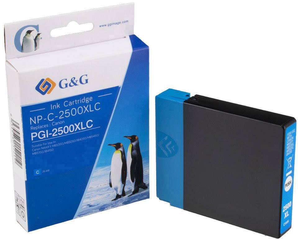 G&G Ink cartridge replaced Canon PGI-2500C XL Compatible Cyan NP-C-2500XLC 1C2500C