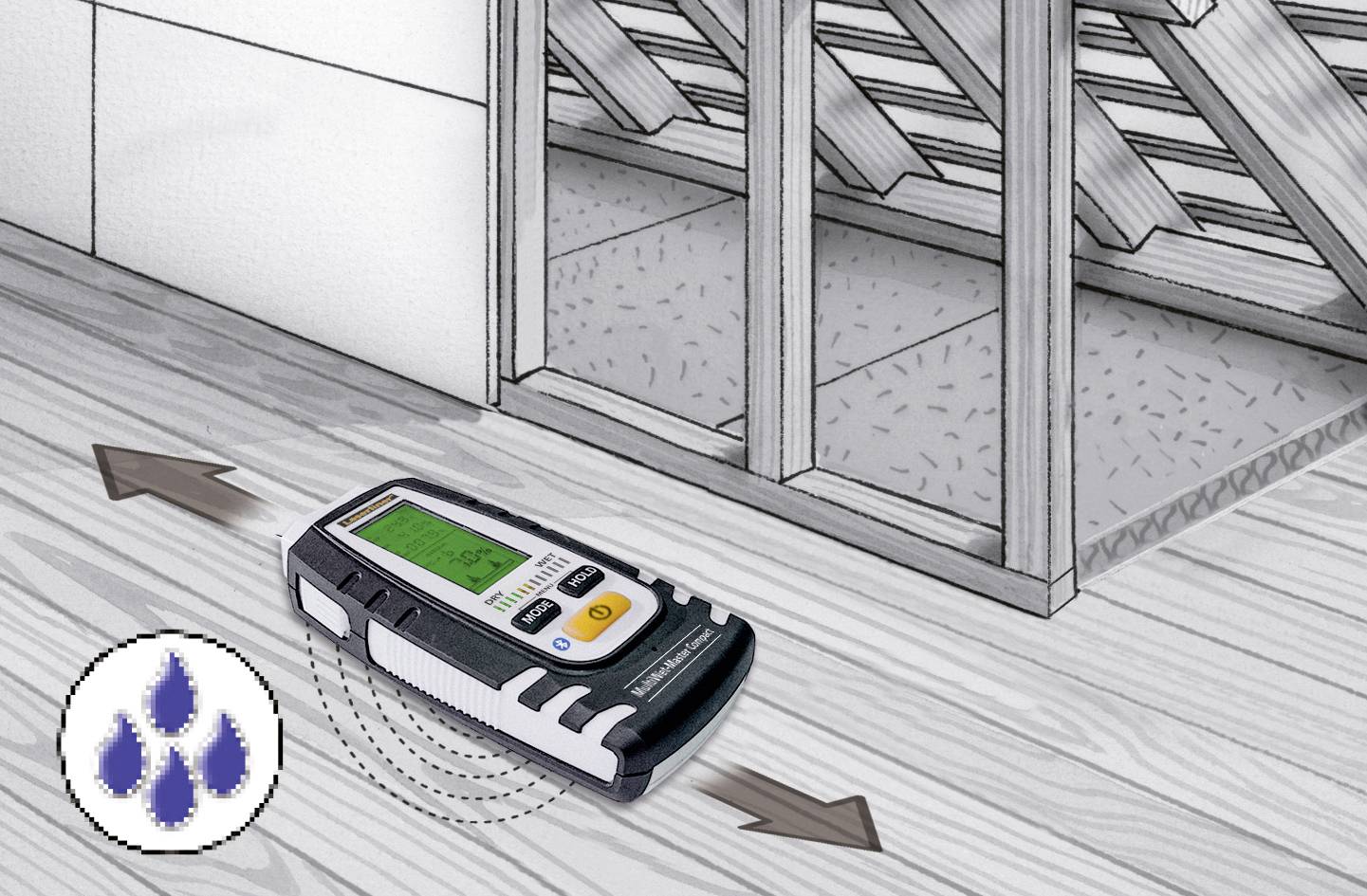 Laserliner MultiWet-Master Compact Plus Moisture meter Temperature reading