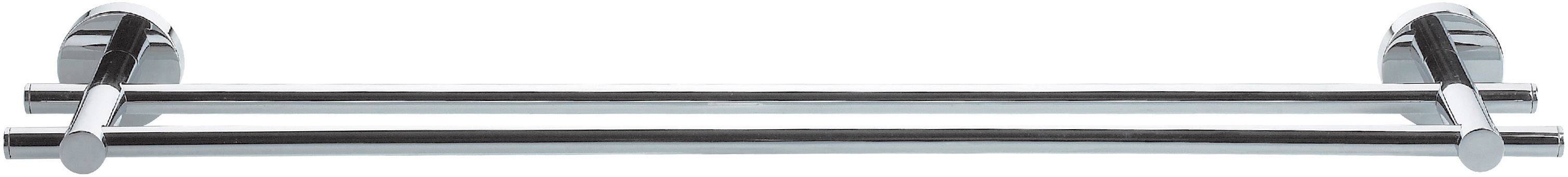 Metal towel rail with two parallel bars, suitable for wall mounting.