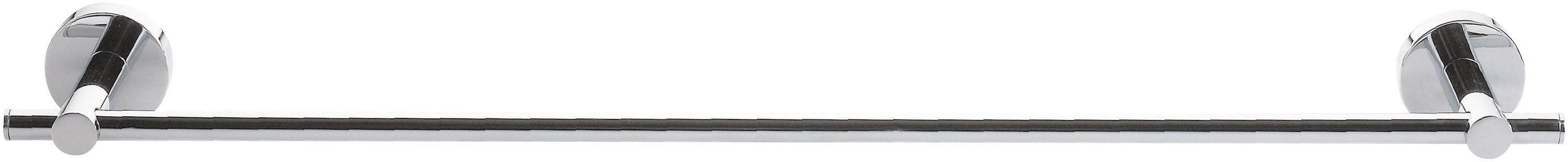 Towel rail made of shiny metal, horizontally mounted on a wall.