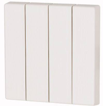 A white light switch with four rectangular buttons positioned side by side.
