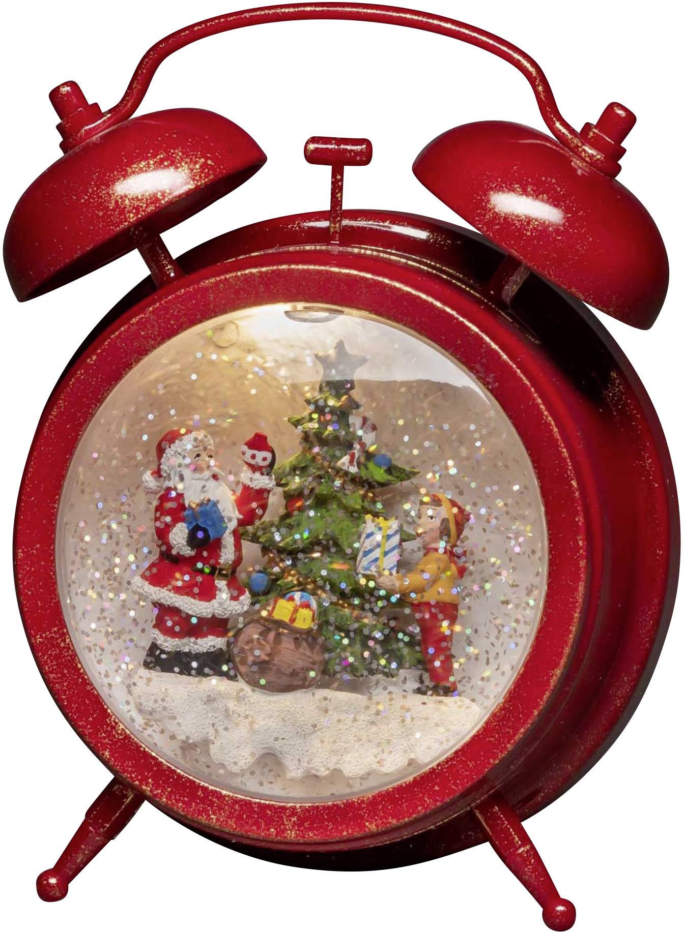 Konstsmide 4375-550 LED setting Alarmclock with Santa and child Warm white LED (monochrome) Red snow-covered, water-filled, Timer