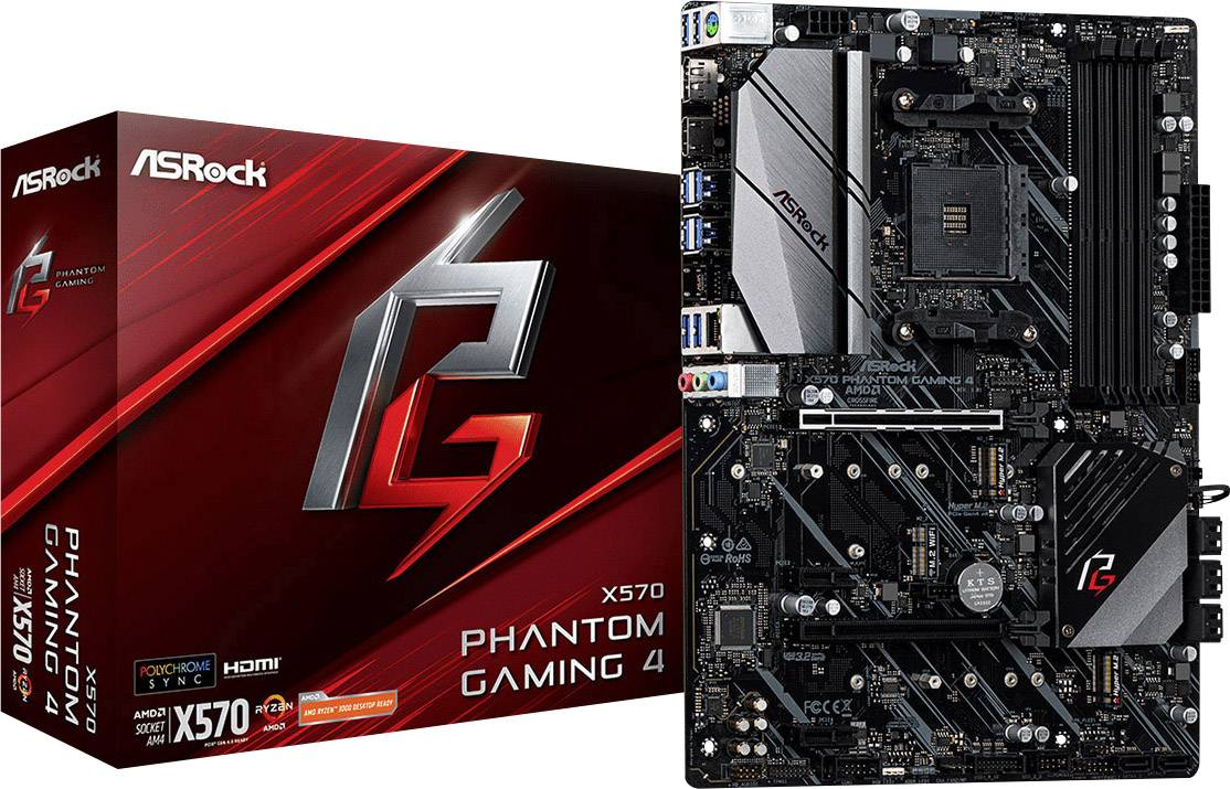 ASRock X570 Phantom Gaming 4 Motherboard PC base AMD AM4 Form factor ATX Motherboard chipset AMD® X570