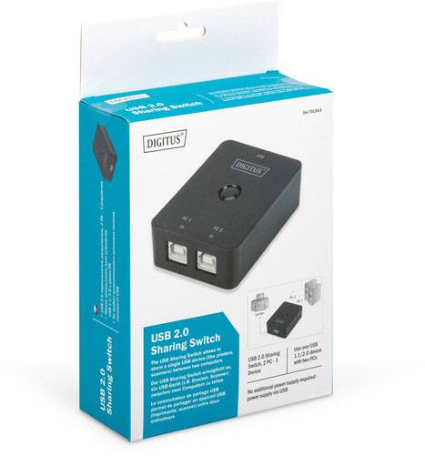 Digitus DA-70135-2 1+2 ports USB 2.0 changeover switch Black