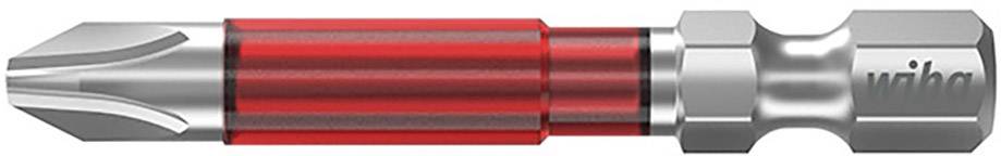A short, red screwdriver bit with silver metal at both ends.