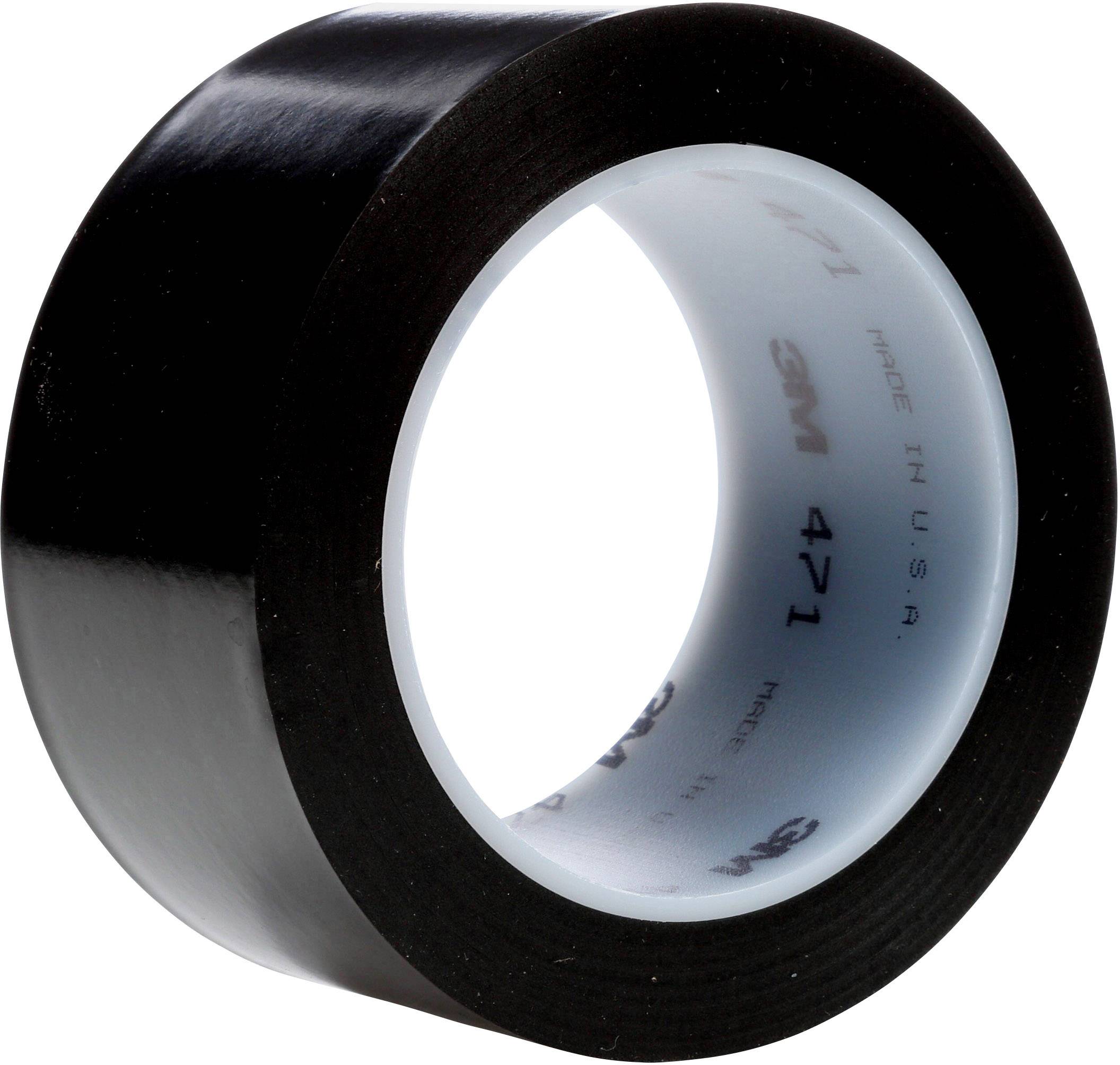 Black adhesive tape on a roll, visible from the side, on a light background.