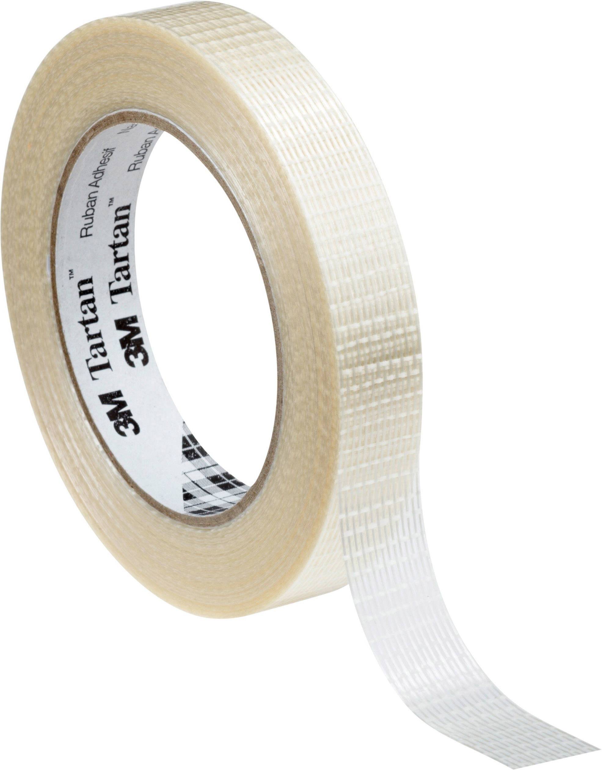 Adhesive tape roll with visible grid pattern and label '3M Tartan'. Suitable for packaging and other applications.