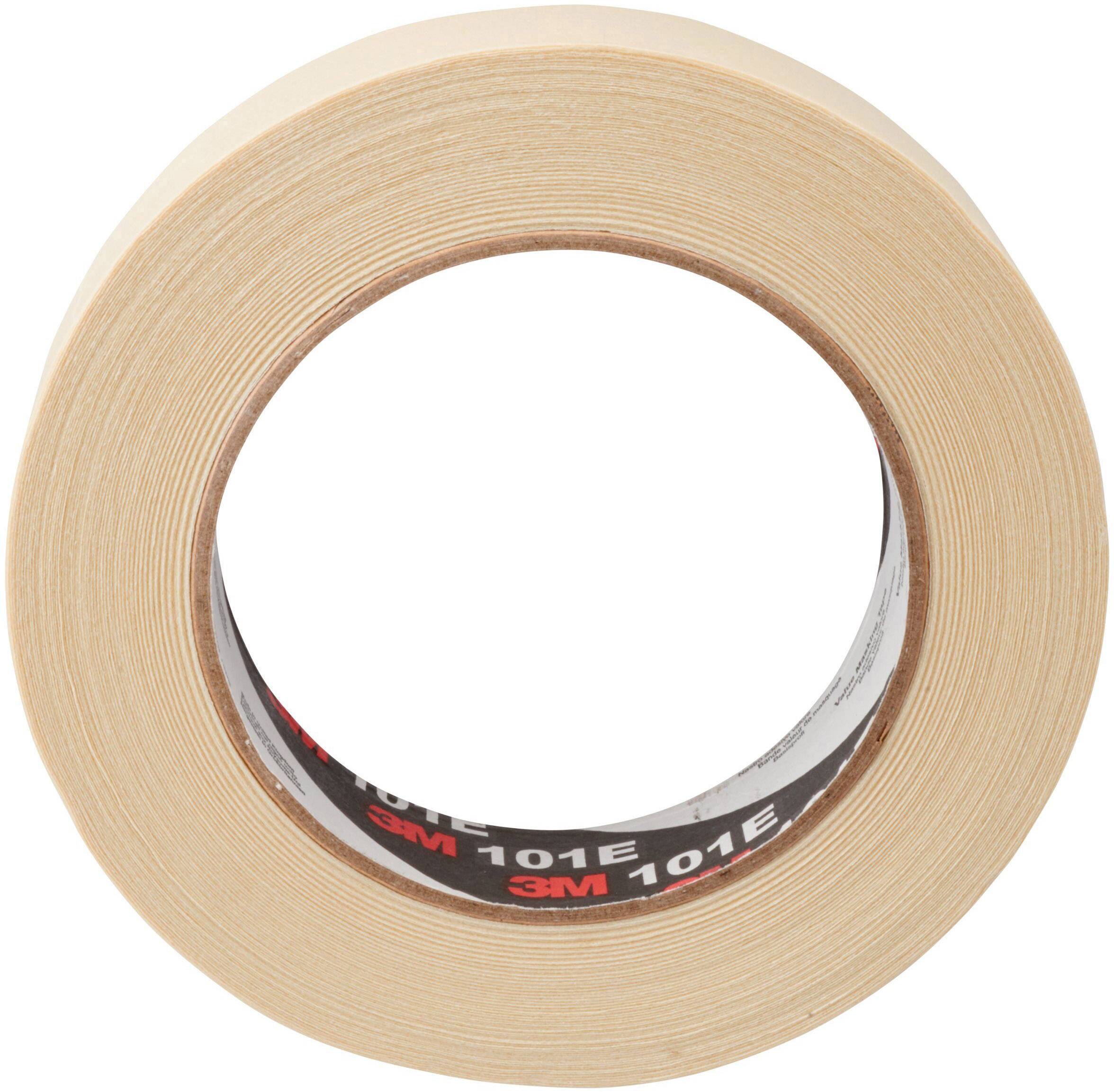 Beige 3M adhesive tape roll, standing vertically, with the brand name visible on the inner edge of the roll.