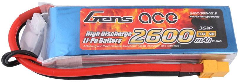 Gens ace Scale model battery pack (LiPo) 11.1 V 2600 mAh No. of cells: 3 60 C XT60