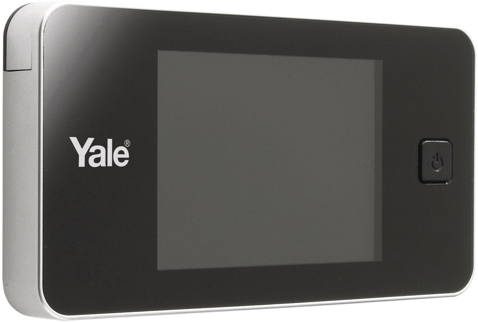 Digital door viewer with screen, black casing and on/off button.Note: While the translation is technically correct, in British English, this would more commonly be referred to as a 