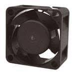 A black, square fan used for cooling electronic devices.