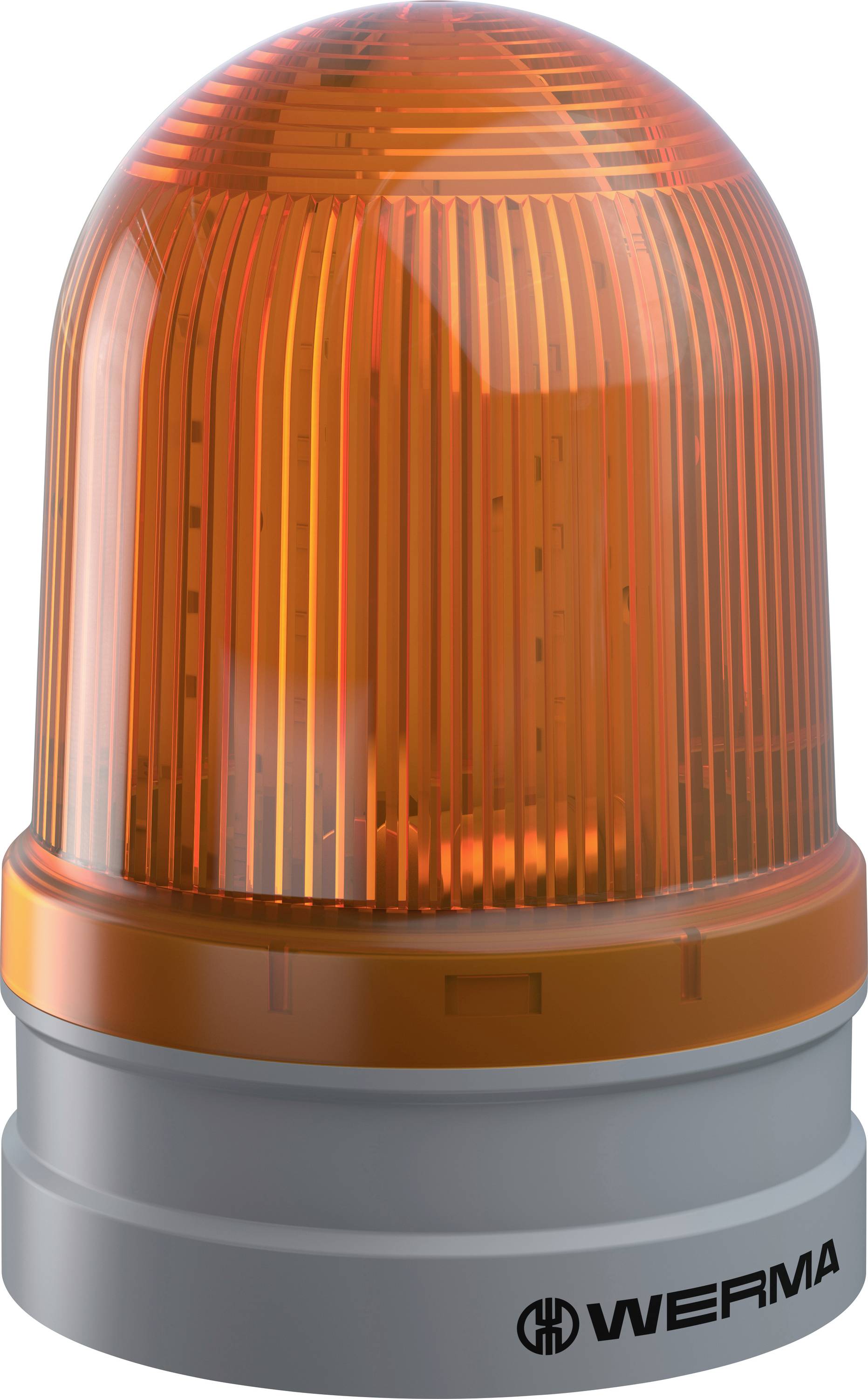Orange warning light with grey base, 'WERMA' trademark on the underside.
