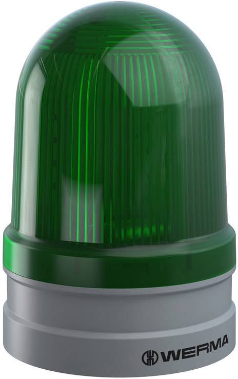 Green signal light with vertical stripes, mounted on a grey base. Underneath the inscription 'WERMA'.