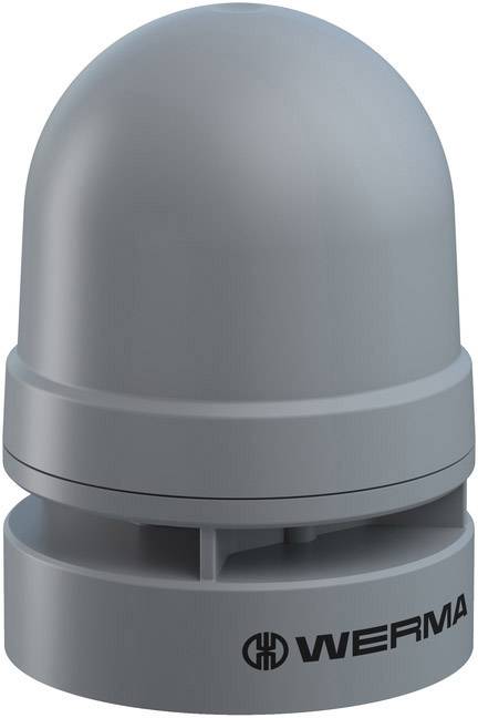 A grey WERMA signal tower in a dome shape for visual or acoustic communication in industrial applications.