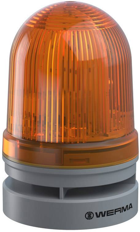 An orange rotating beacon with a grey base, used for visual warning or signalling.
