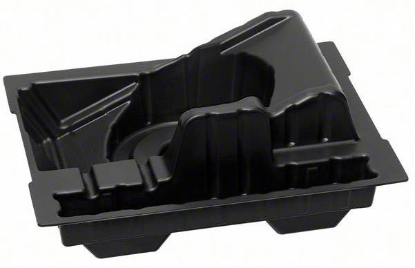 A black plastic container with multiple compartments for storing and separating items or food.