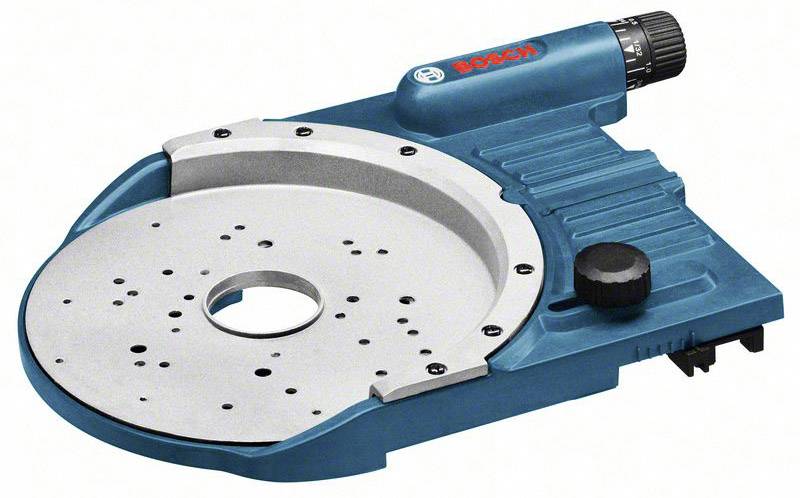 Angle grinder accessories with adjustable mounting bracket and fixing holes, blue housing, suitable for precision cuts.