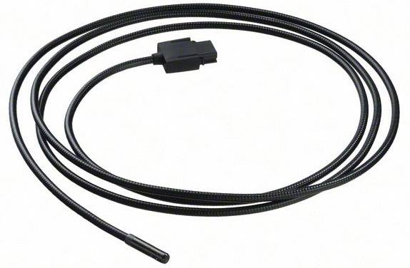 A long, black cable sensor with a rectangular plug, used for measuring or capturing data in technical applications.