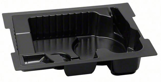 Black plastic container with multiple compartments for separating food items. Suitable for ready-made meals in supermarkets.