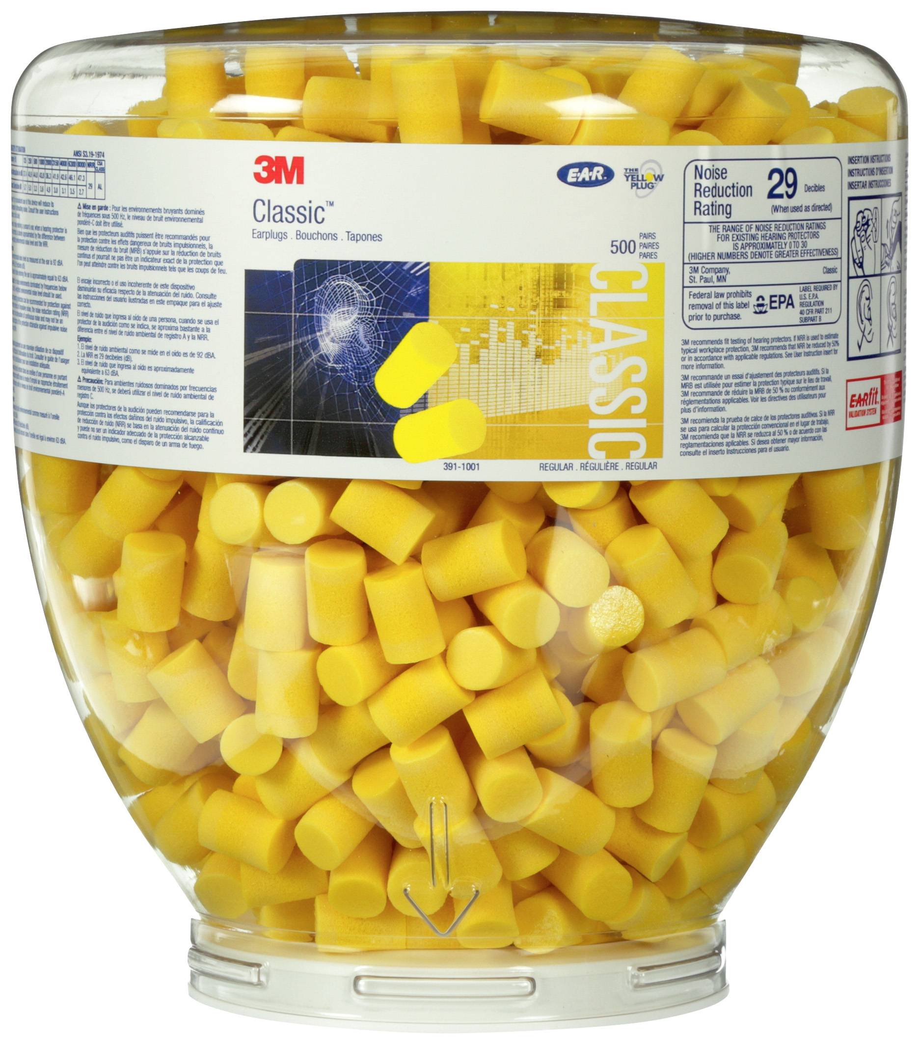 3M EAR PD01001 Classic Protective ear plug refill 31 dB Disposable EN 352-2 500 Pair