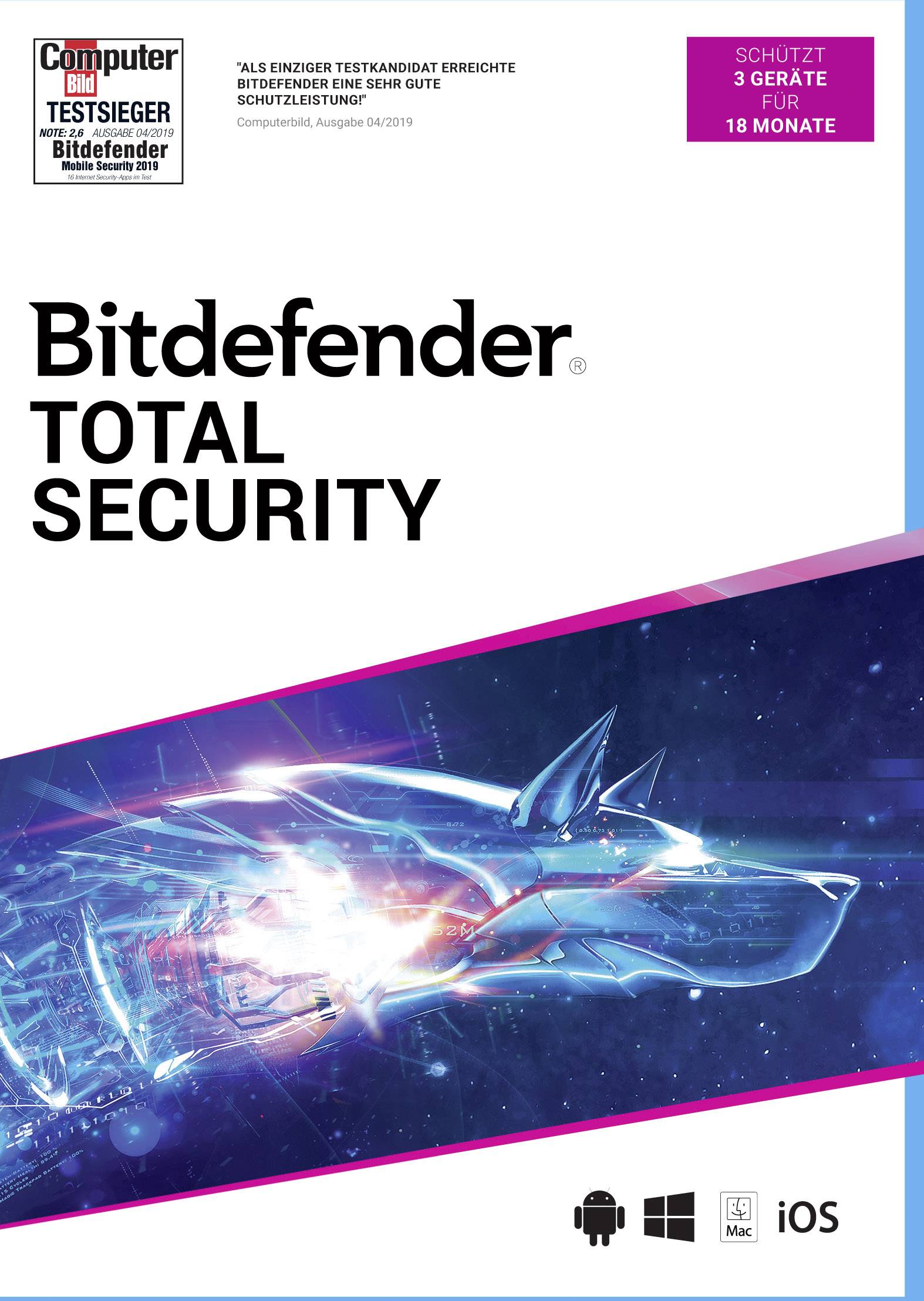 BitDefender Total Security 2020 Full version, 3 licences Windows, Mac OS, Android, iOS Antivirus, Security