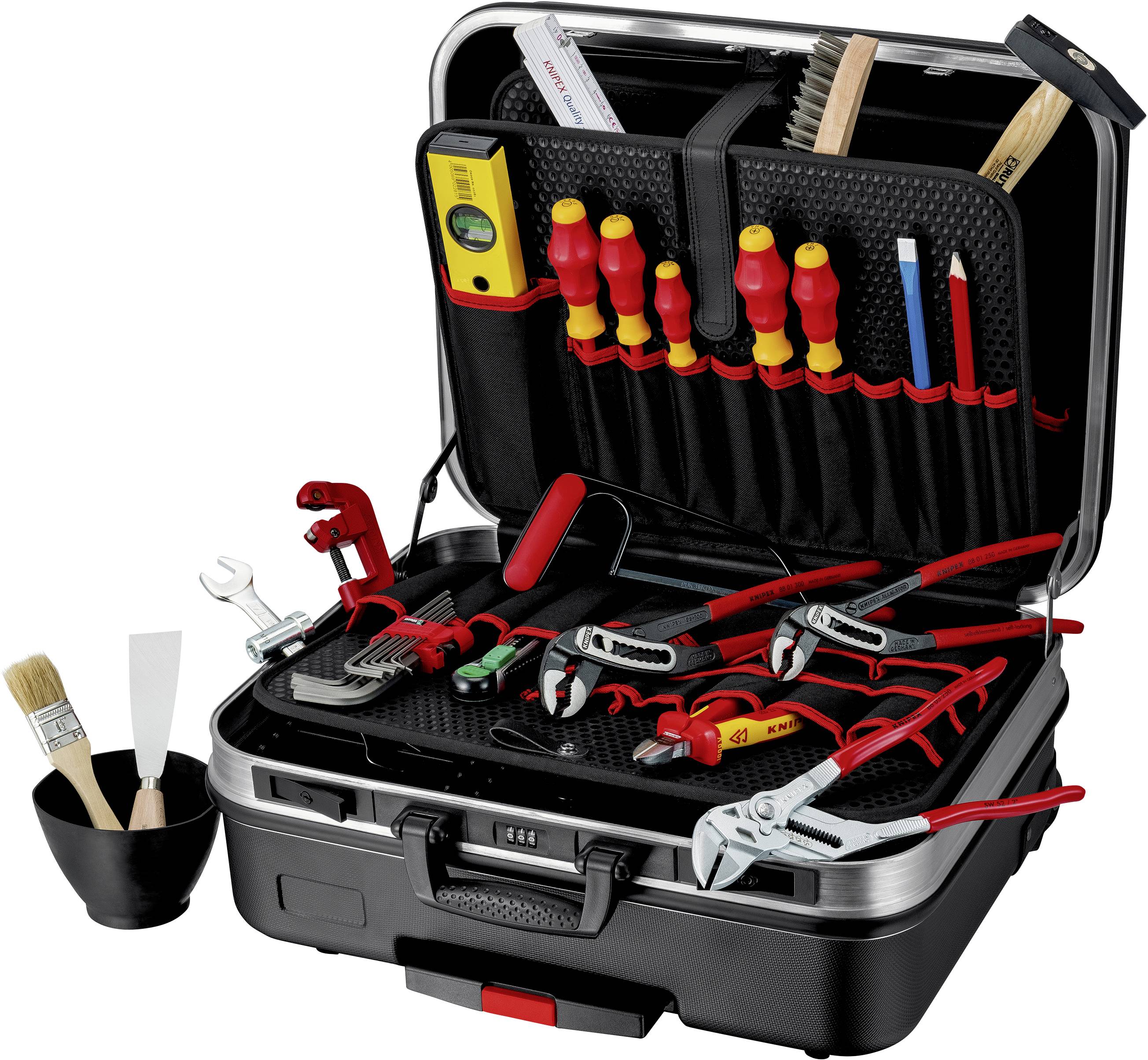 An open toolbox with various tools such as screwdrivers, pliers and a tape measure. Perfect for DIY projects.