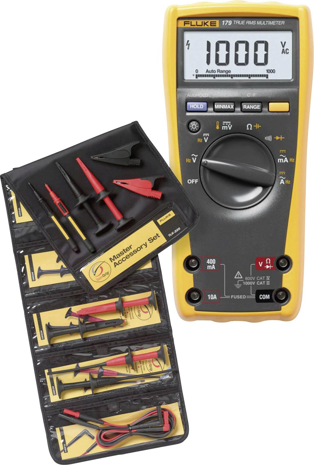 Fluke 179EGFID/TLK225-1 Handheld multimeter Digital CAT III 1000 V, CAT IV 600 V Display (counts): 6000