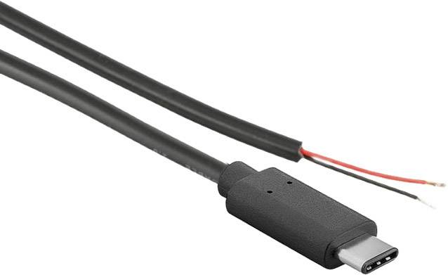 Joy-it K-1473 Power cable Raspberry Pi®, Arduino, Banana Pi, Cubieboard [1x USB-C® plug - 1x Open cable ends] 1.00 m Black