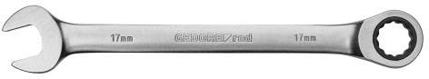 A silver adjustable spanner with open-ended and ring spanner ends, printed size '17 mm'.