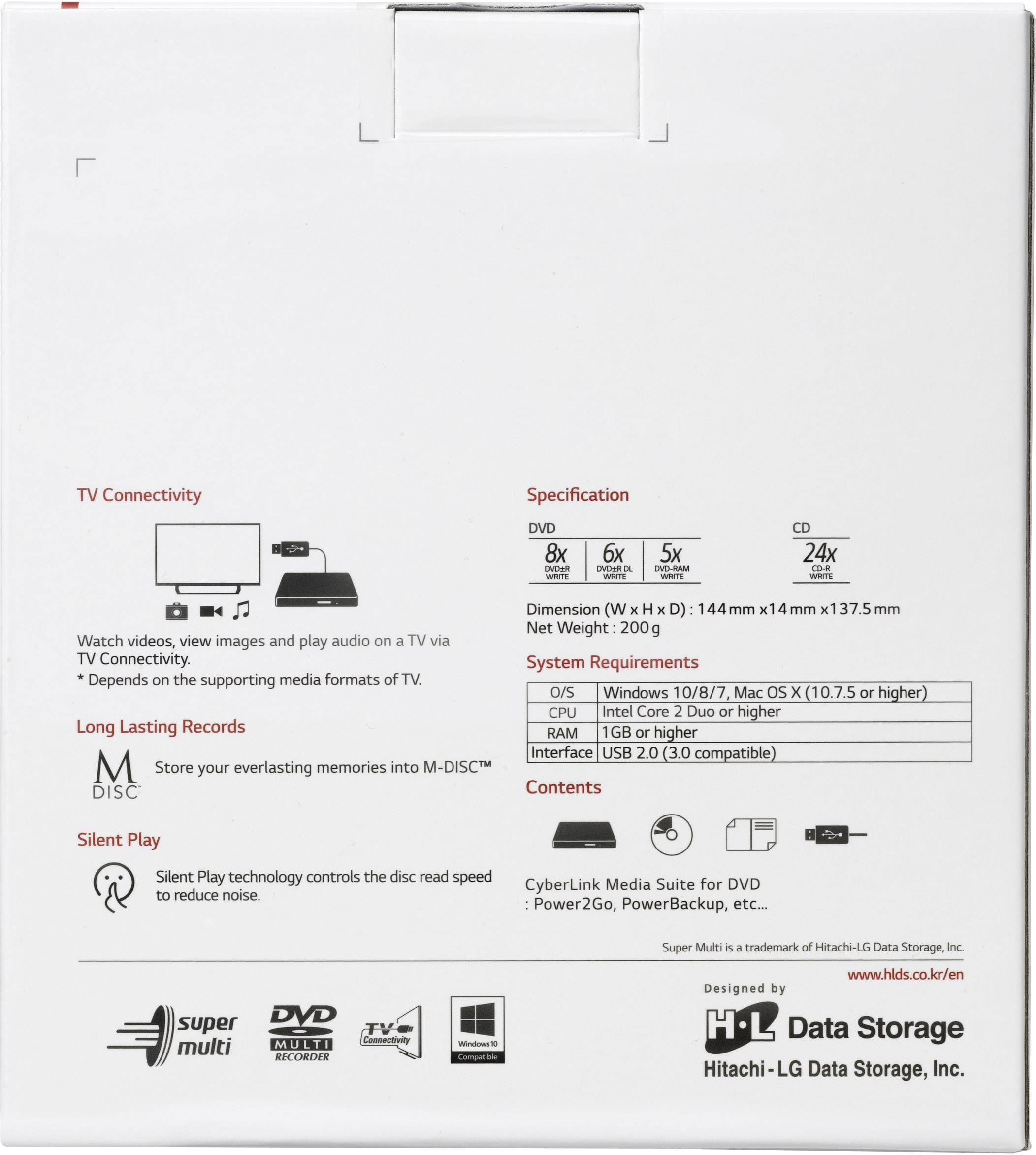 HL Data Storage GP60 External DVD writer Retail USB A (USB 2.0) Silver