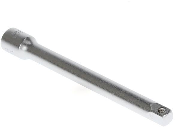 A silver extension bar for ratchet tools, suitable for accessing hard-to-reach screw locations.