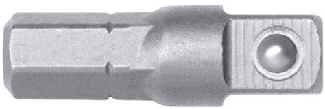 Metal adapter with a hexagonal shaft and spherical end, most likely for connecting tools or machine components.