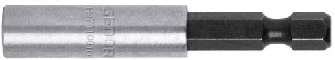 Metal screwdriver bit with hexagonal mounting and cylindrical shaft. High-quality, durable design.