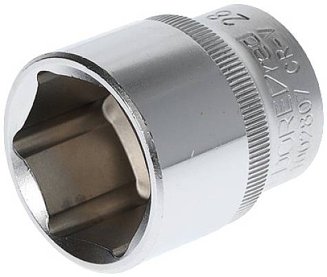 Silver hexagon socket wrench, slightly angled in the photograph, with a smooth top and ridged edge for better grip.