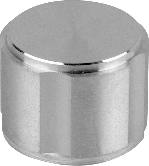 Silver, hexagonal valve cap, shiny and metallic, used as a protective cover for bicycle or car valves.
