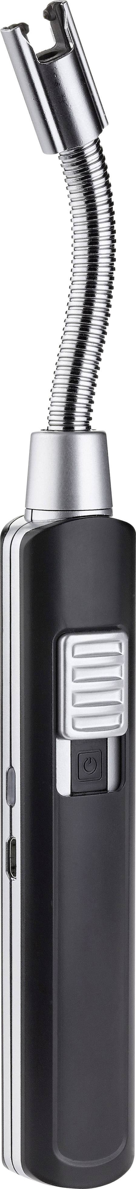 Rechargeable, electronic lighter with a flexible neck and black casing, suitable for hard-to-reach areas.