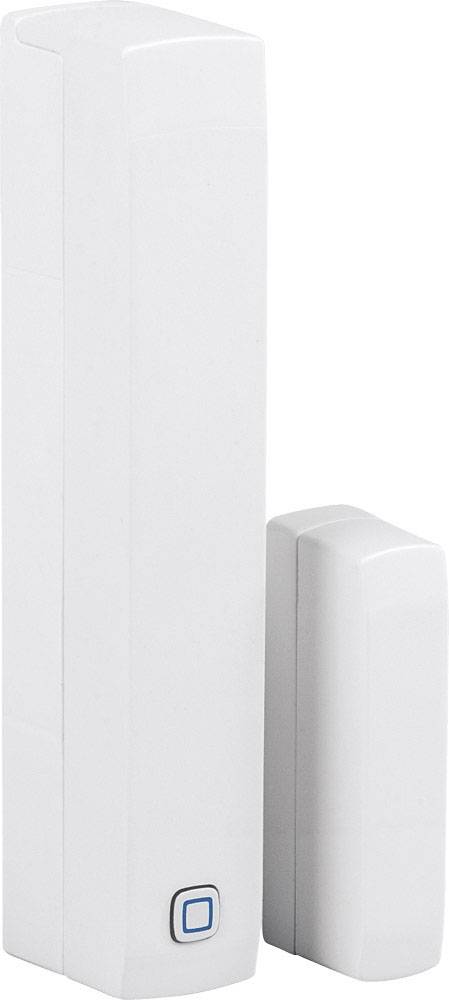 Two white sensors: one large and one small. They are rectangular and positioned side by side. The large sensor has a blue button.