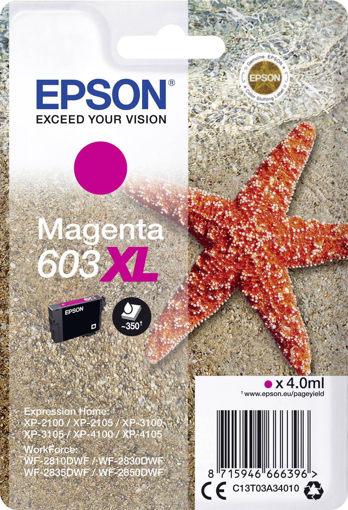 Epson Ink T03A34, 603XL Original Magenta C13T03A34010