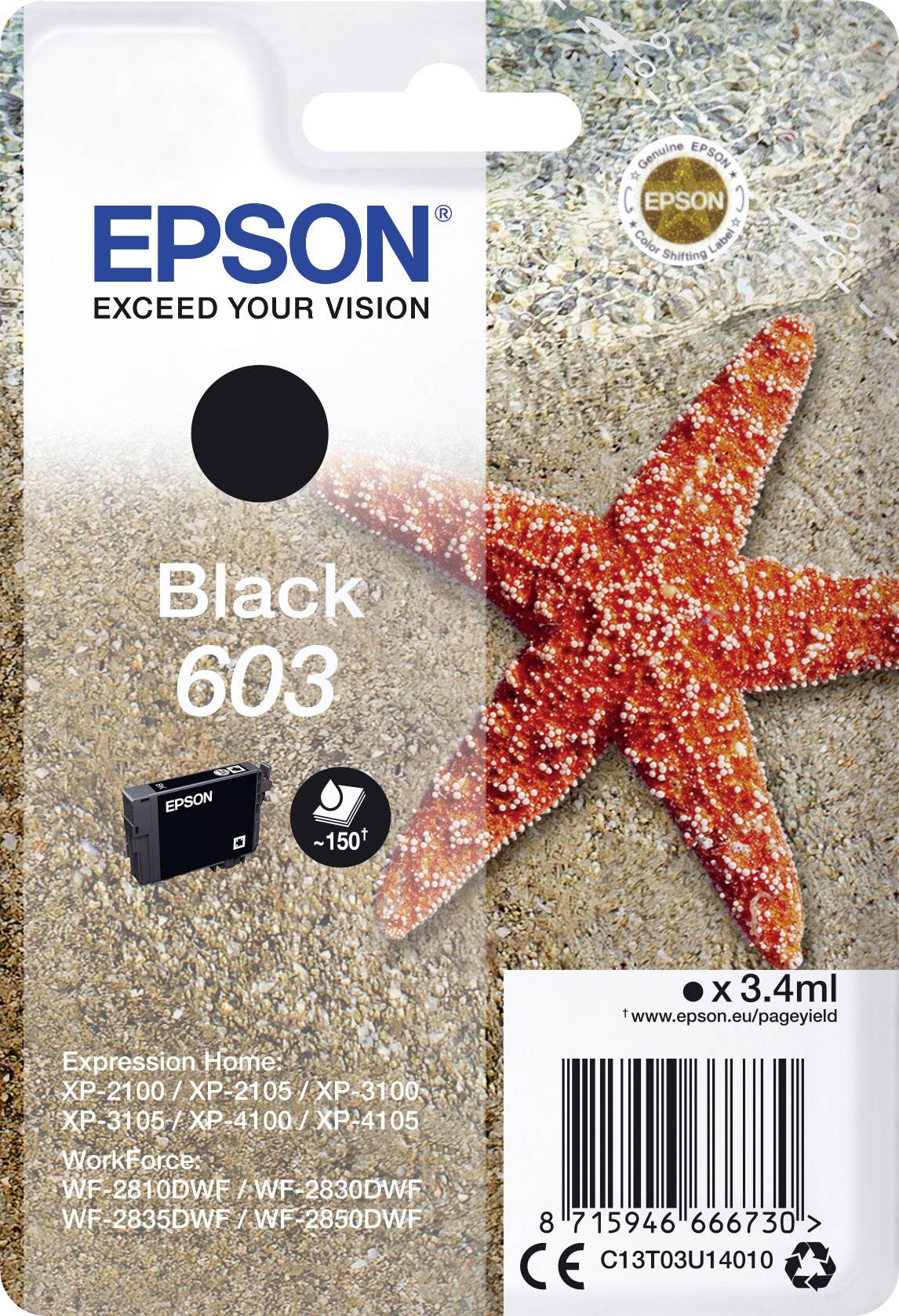 Epson Ink T03U14, 603 Original Black C13T03U14010