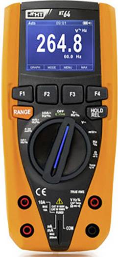 HT Instruments HT64 Handheld multimeter Digital Data logger CAT III 1000 V, CAT IV 600 V Display (counts): 6000