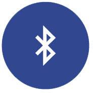 Bluetooth logo on a blue background.