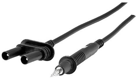 Two-pole electrical plug with long cable, suitable for mains connection.