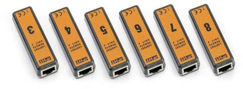 Seven orange network adapters with the numbers 3 to 8 in black text.