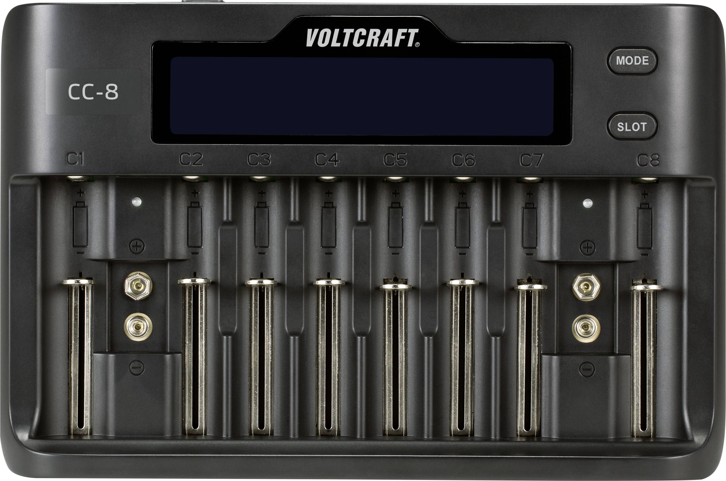 VOLTCRAFT CC-8 Charger for cylindrical cells Li-ion, LiFePO, NiMH, NiCd A, AA , AAA , AAAA, 9V PP3, C, Sub C, 10340, 14500, 16340