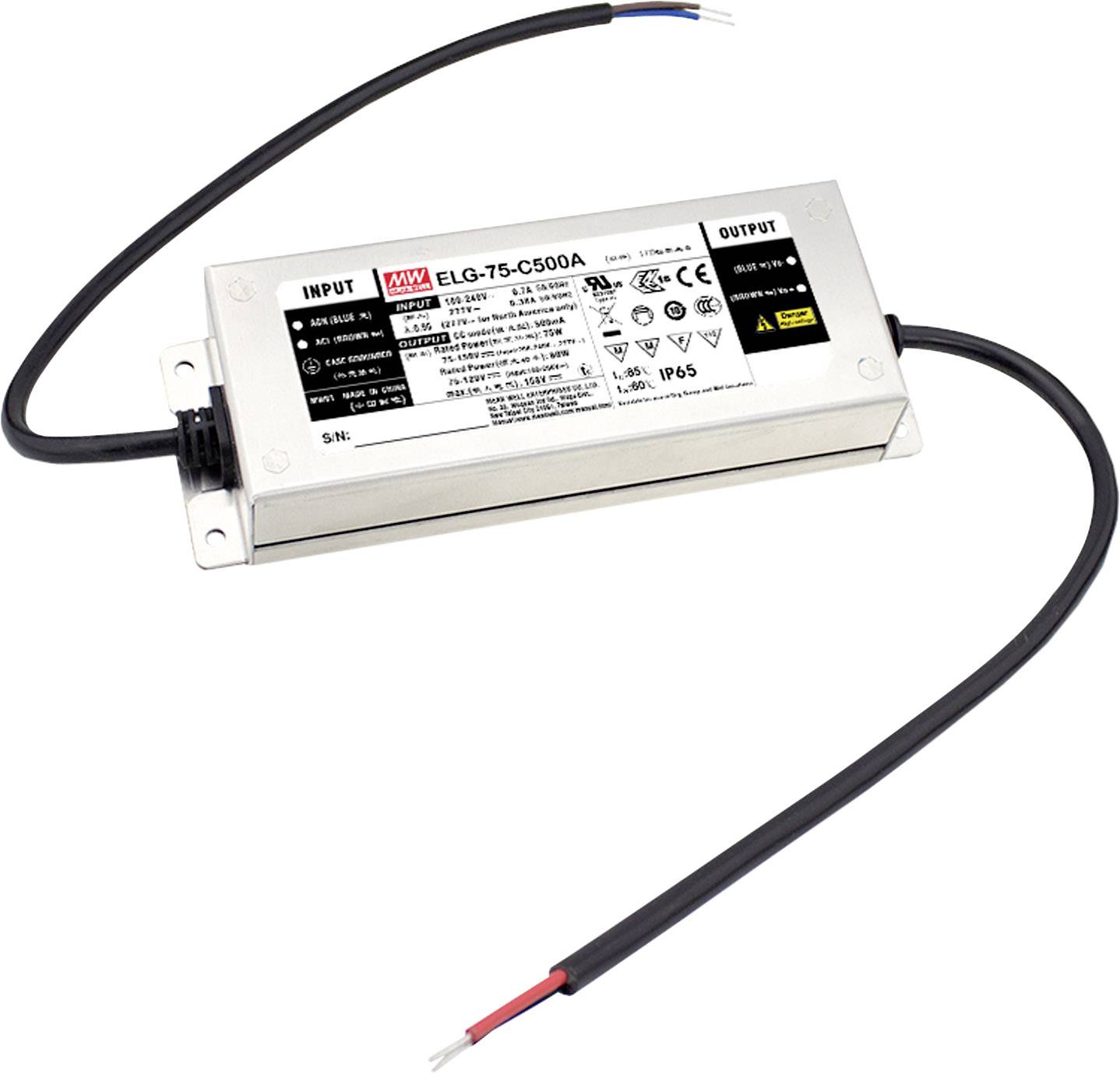 MEAN WELL ELG-75-C700DA-3Y LED driver Constant current 74.9 W 700 mA 53 - 107 V DC DALI, Suitable for flammable surfaces