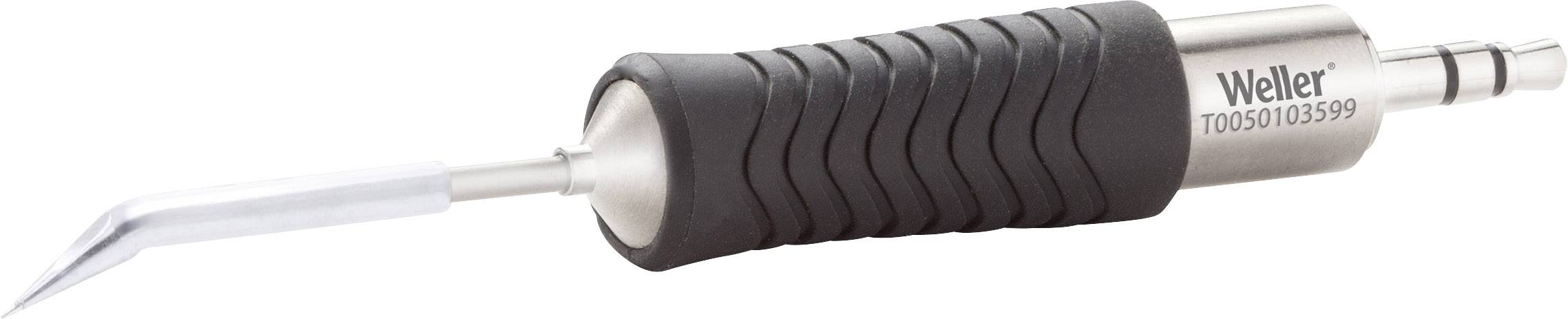Soldering iron with an ergonomic handle and embossed brand name. The tip is angled and silver, suitable for precision soldering.
