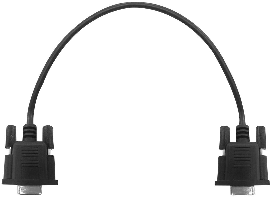 A black VGA cable with two connectors at each end, suitable for connecting computers to monitors or projectors.