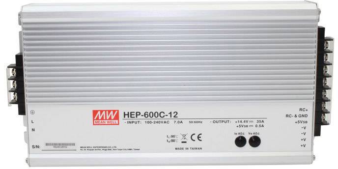 Mean Well VRLA charger HEP-600C-12 12 V Charging current (max.) 35 A