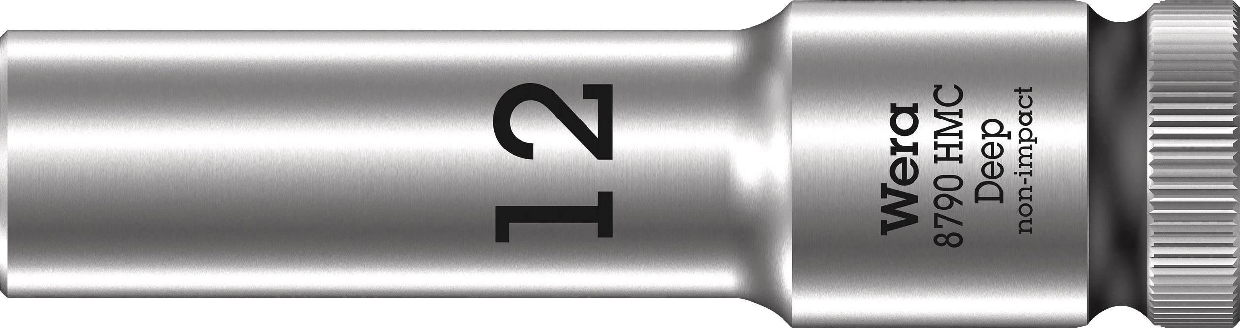 'Wera 8790 HMC Deep' Socket Spanner with Size '12', non-impact, metal, silver.