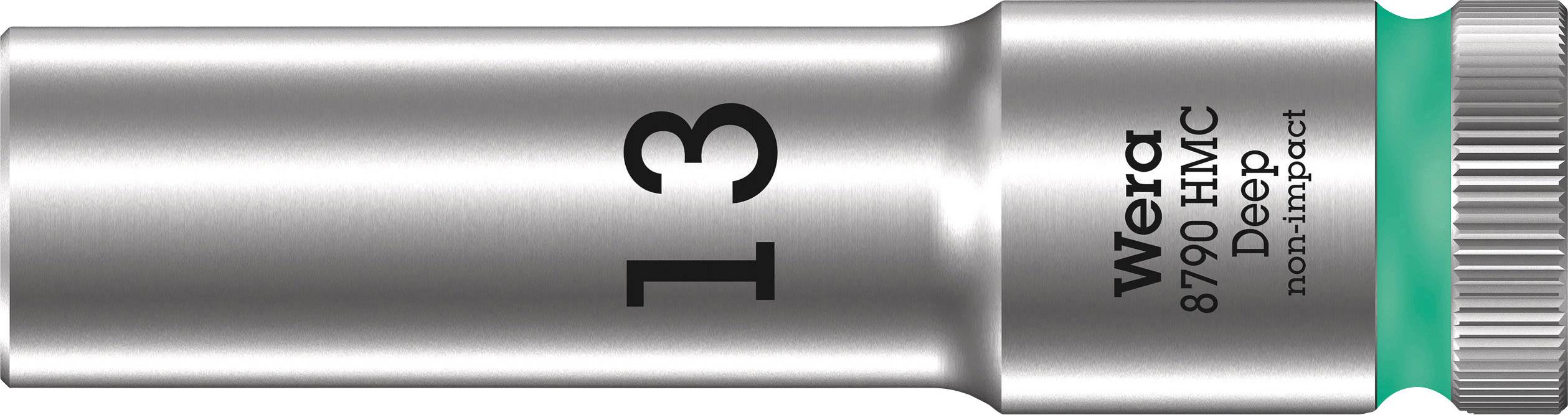 A silver socket with the inscription '13' and 'Wera 8790 HMC Deep non-impact', identifiable by a green ring.
